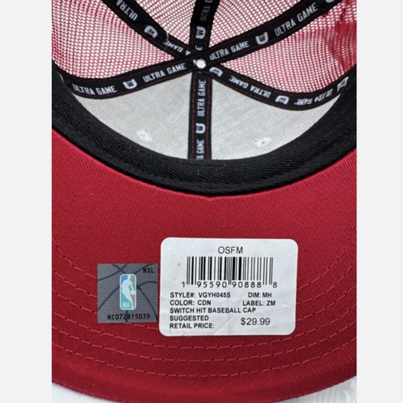 NWT Ultra Game NBA Basketball Miami Heat Logo Snapback Hat Cap Red White - Picture 3 of 5
